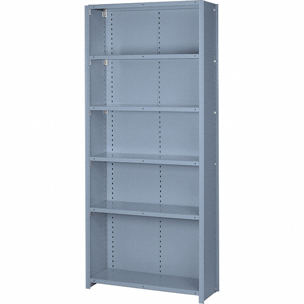 Closed Shelving Starter Unit: 6 Shelves, 1,300 lb Shelf Capacity - Steel, Gray