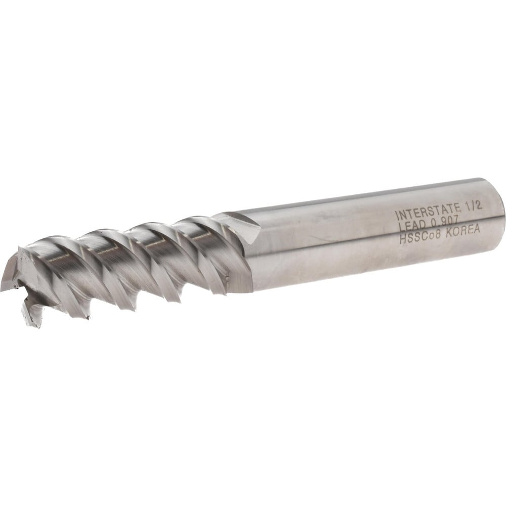 Roughing & Finishing End Mill: 1/2" Dia, 3 Flutes, Square End, Cobalt