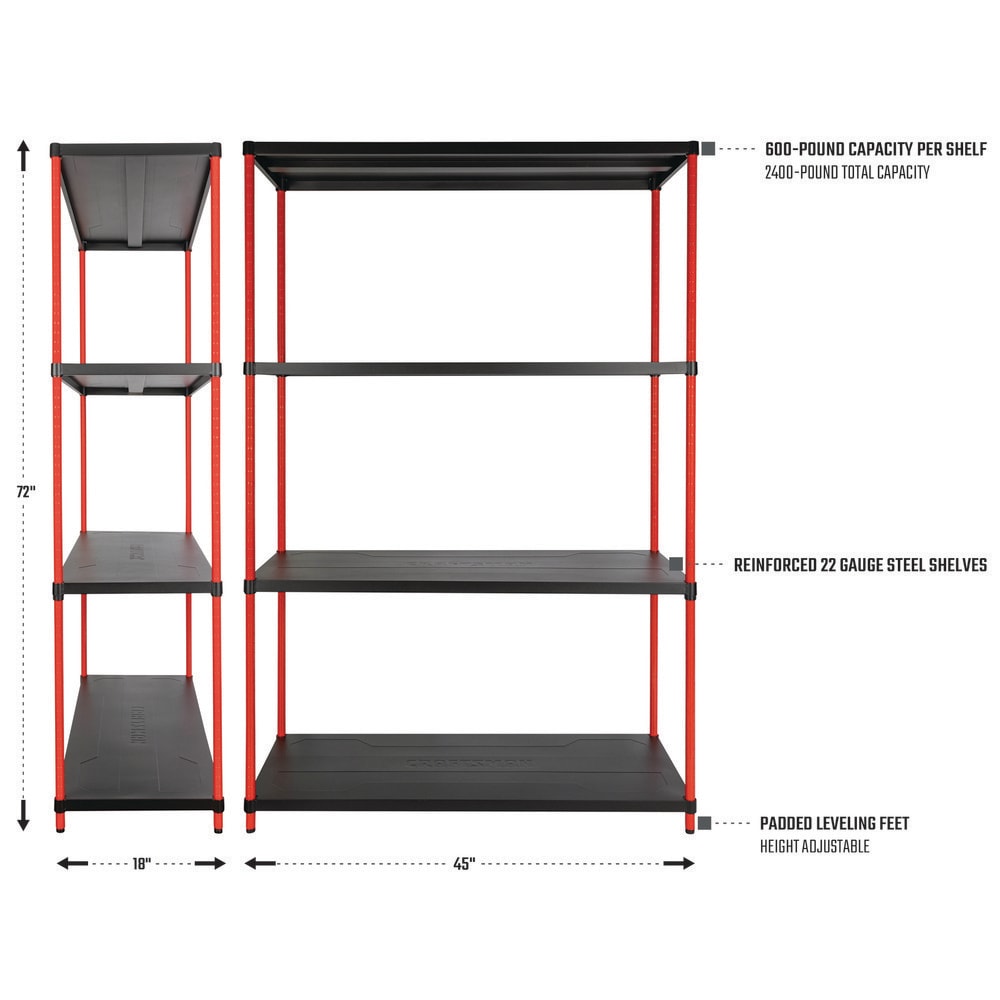 Craftsman 72inch H x 18inch D x 45inch W 4Shelf Steel Storage