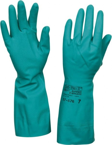 Series 37-676 Chemical Resistant Gloves:  Size Small,  15.00 Thick,  Nitrile,  Nitrile,  Supported,