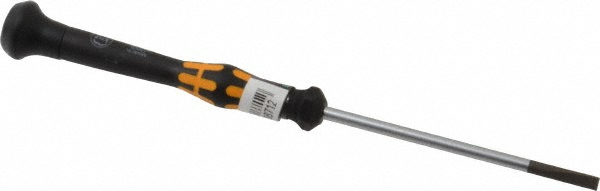 Wera 5/32" Blade Width x 6-7/8" OAL Electronic/Electrostatic Slotted Screwdriver - 3-1/8" Blade Length, Round Shank, Ergonomic Handle