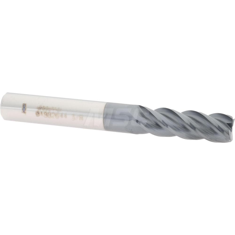 Accupro 12183066 Square End Mill: 3/8 Dia, 1-1/8 LOC, 3/8 Shank Dia, 3 OAL, 4 Flutes, Solid Carbide 