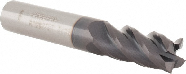 Accupro 12182573 Square End Mill: 7/16 Dia, 1 LOC, 7/16 Shank Dia, 2-3/4 OAL, 4 Flutes, Solid Carbide 