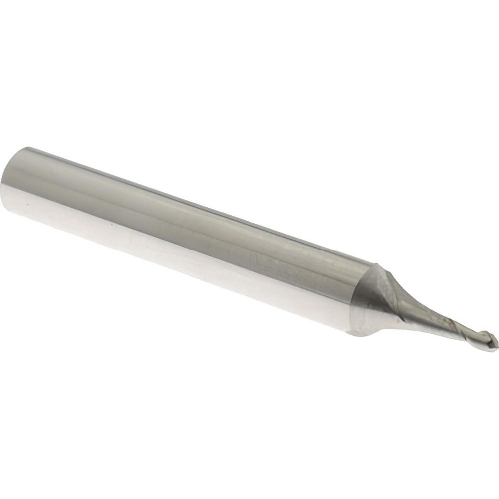Ball End Mill: 0.0500" Dia, 0.1500" LOC, 2 Flute, High Speed Steel