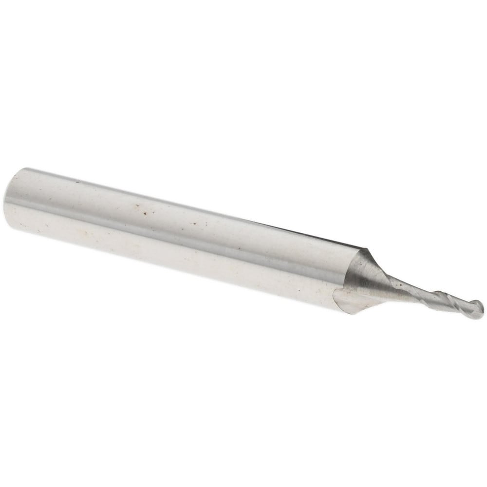 Ball End Mill: 0.0550" Dia, 0.1650" LOC, 2 Flute, High Speed Steel
