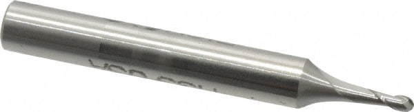 Value Collection 858-.060 Ball End Mill: 0.06" Dia, 0.18" LOC, 2 Flute, High Speed Steel Image