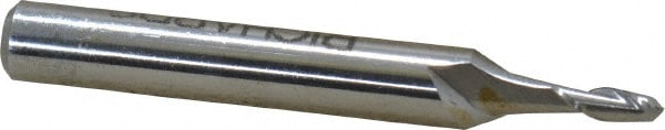 Value Collection 858-.080 Ball End Mill: 0.08" Dia, 0.24" LOC, 2 Flute, High Speed Steel Image