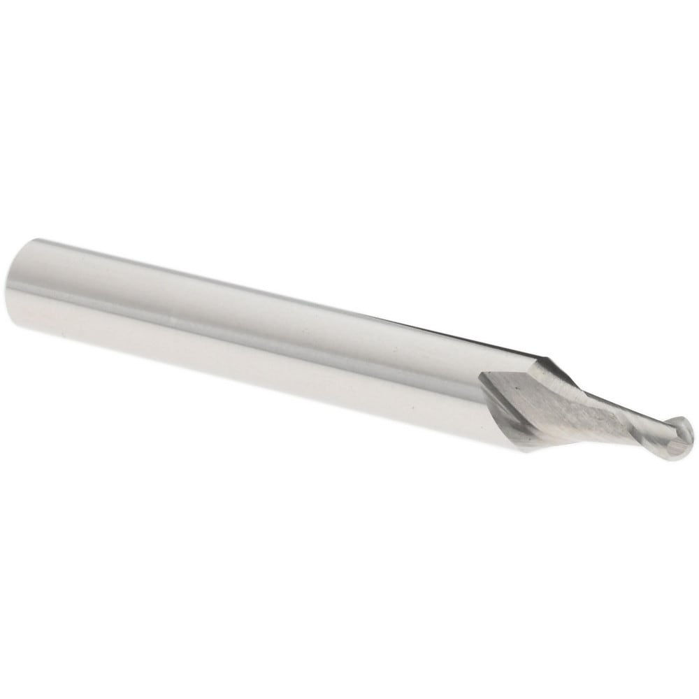 Ball End Mill: 0.0900" Dia, 0.1350" LOC, 2 Flute, Cobalt