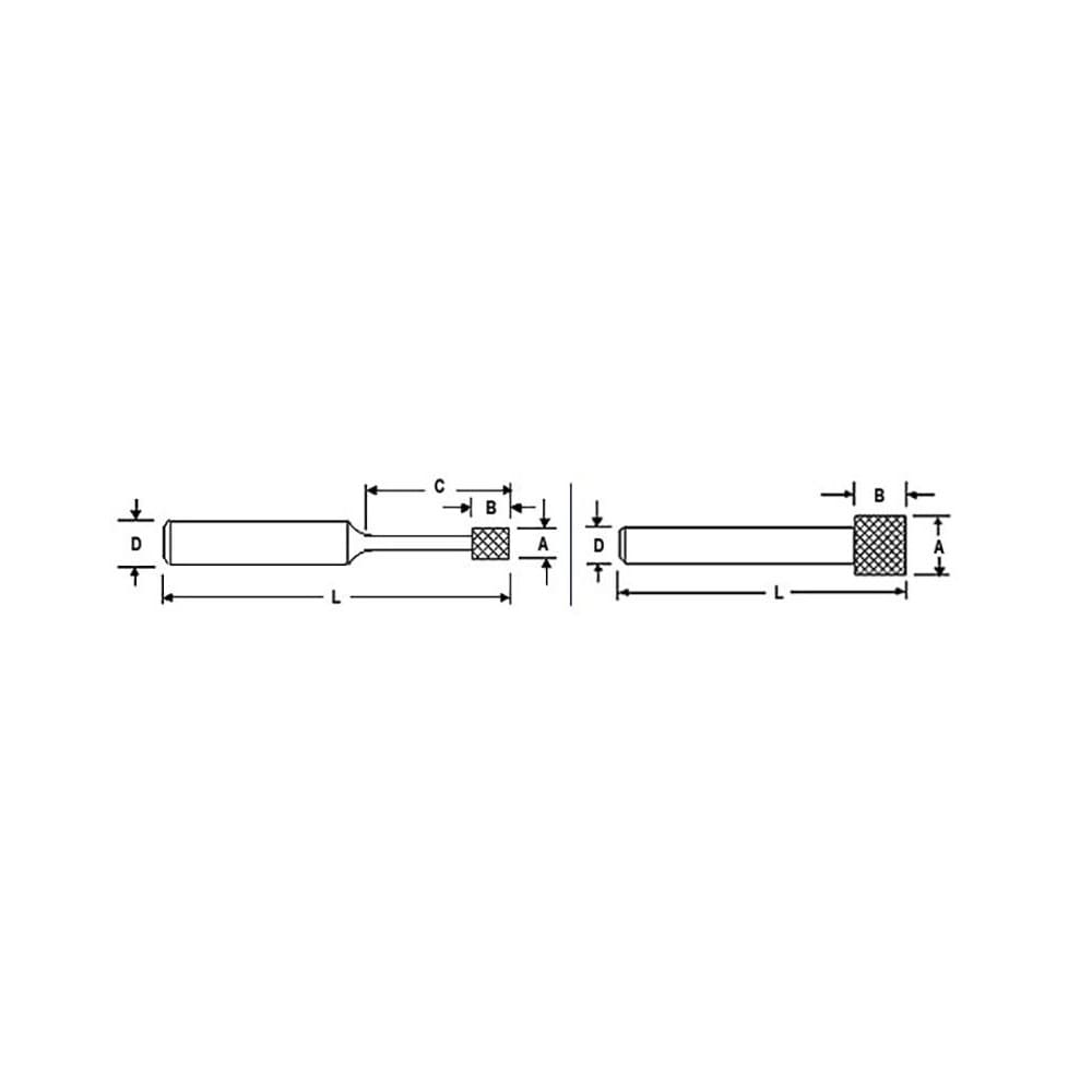 Grinding Pins; Abrasive Head Diameter: 0.256in ; Abrasive Head Thickness: 0.275in ; Maximum Rpm: 50000RPM ; Undercut Length: 1in ; Overall Length: 3in