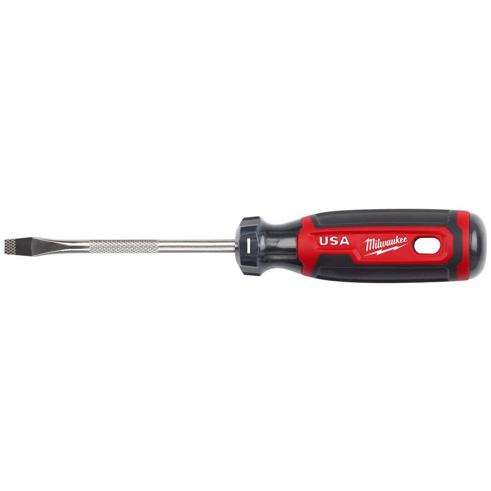 Slotted Screwdrivers; Blade Width (Inch): 1/4 ; Overall Length (Decimal Inch): 8.3000 ; Handle Type: Comfort Grip; Cushion Grip ; Handle Length (Decimal Inch - 4 Decimals): 4.3000 ; Shank Type: Straight ; Handle Color: Red