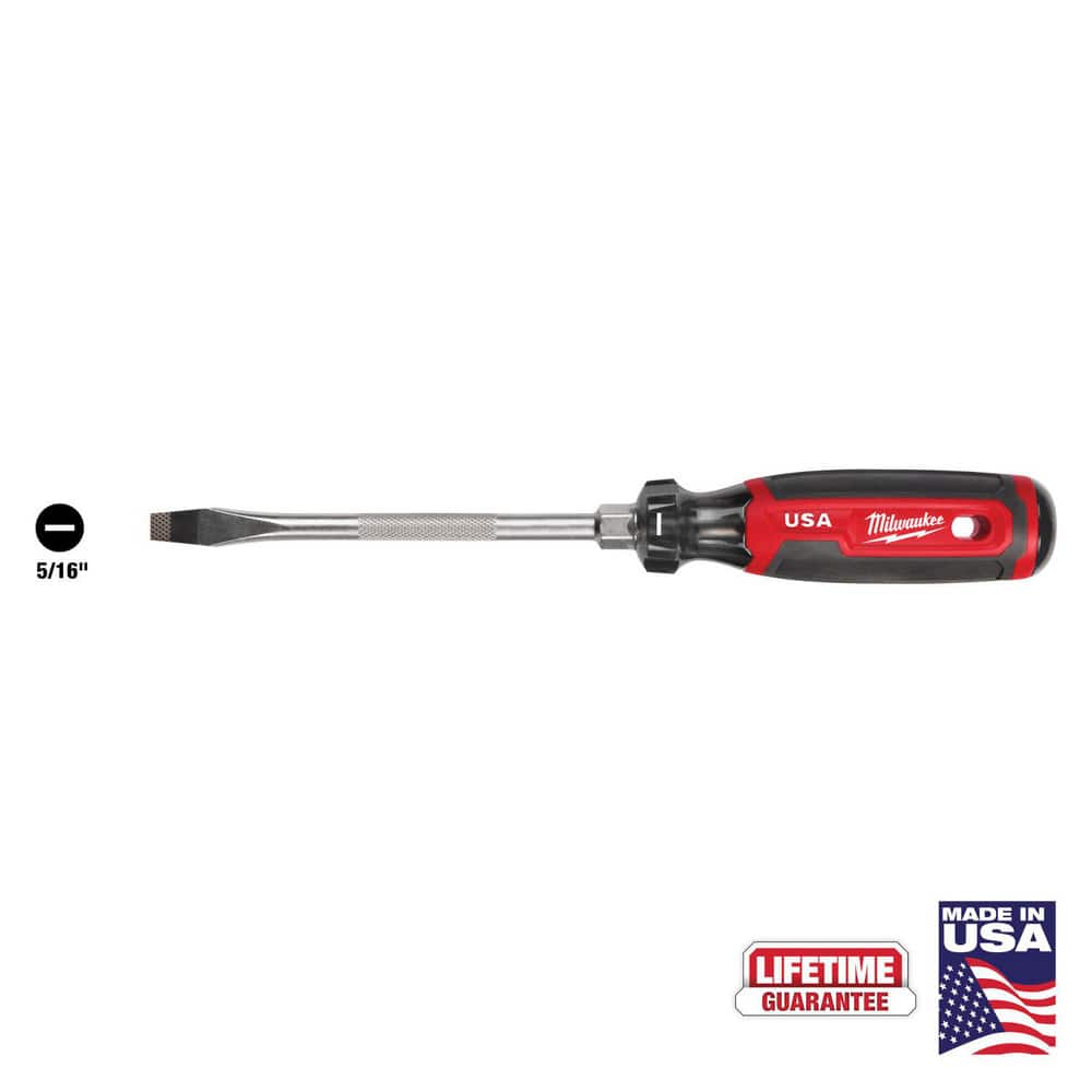 Slotted Screwdrivers; Blade Width (Inch): 5/16 ; Overall Length (Decimal Inch): 11.0000 ; Handle Type: Comfort Grip; Cushion Grip ; Handle Length (Decimal Inch - 4 Decimals): 5.0000 ; Shank Type: Straight ; Handle Color: Red