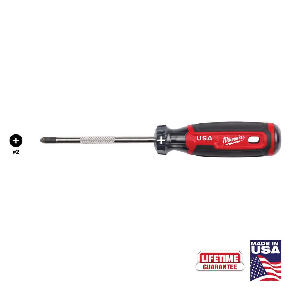 Phillips Screwdrivers; Overall Length (Decimal Inch): 8.3000 ; Handle Type: Cushion Grip ; Phillips Point Size: #2 ; Handle Color: Red ; Handle Length (Decimal Inch): 4.3 ; Handle Length (Decimal Inch - 4 Decimals): 4.3000