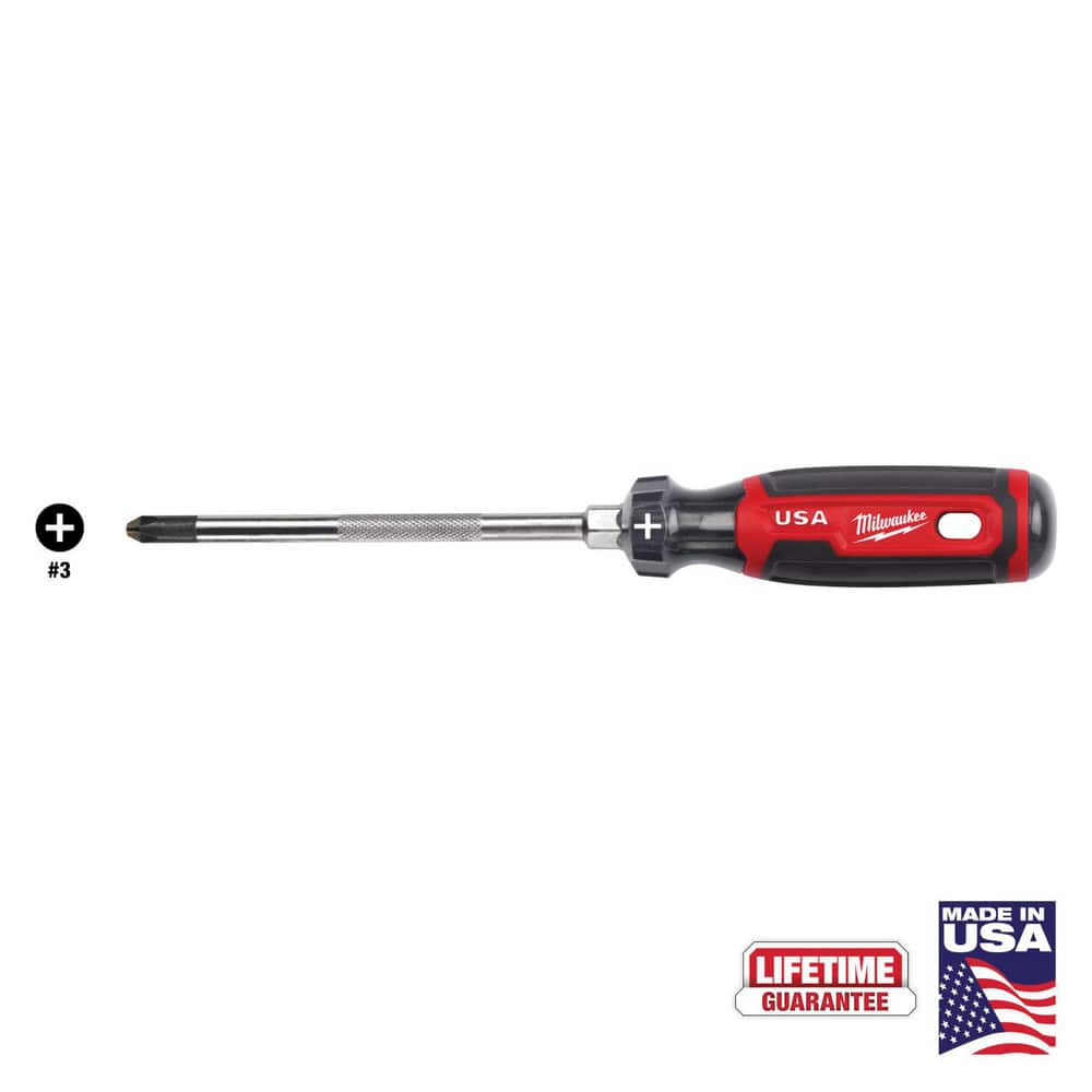 Phillips Screwdrivers; Overall Length (Decimal Inch): 11.0000 ; Handle Type: Cushion Grip ; Phillips Point Size: #3 ; Handle Color: Red ; Handle Length (Decimal Inch): 5 ; Handle Length (Decimal Inch - 4 Decimals): 5.0000