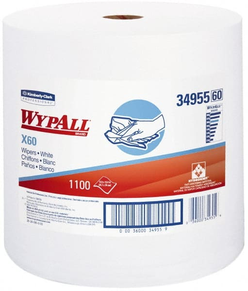 X60 Shop Towel/Industrial Wipes: Dry & X60 - Jumbo Roll, 1,100 Sheets per Pack, White | Part #34955