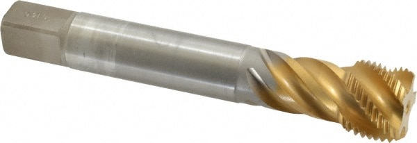 Spiral Flute Tap: 7/8-14, UNF, 5 Flute, Bottoming, 2B Class of Fit, Cobalt, TiN Finish