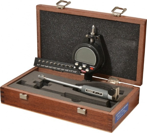 Electronic Bore Gage: 0.4 to 0.7" Measuring Range, 0.000250" Accuracy, 0.00005" Resolution