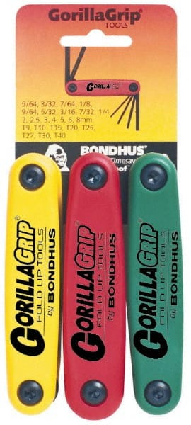 Bondhus 12533 Torx Key Set: 24 Pc, Fold-Up Handle, T9 to T40 