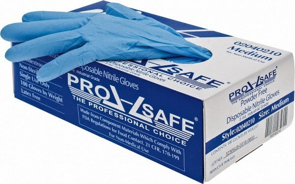 Disposable Gloves: Medium, 5 mil Thick, Nitrile, Industrial Grade