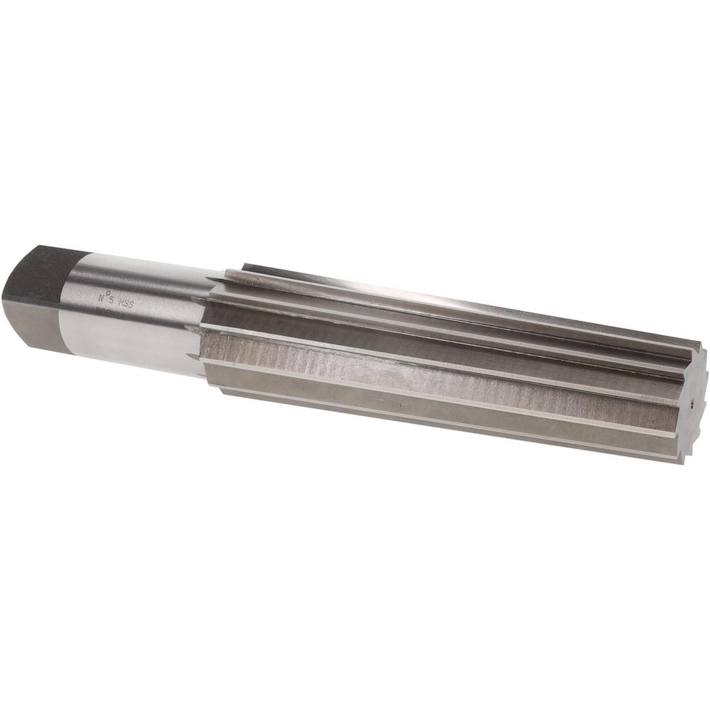 1.4717" Small End, 1.8005" Large End, 1-1/2" Straight Shank, 6-1/4" Flute, 5MT Morse Taper Reamer