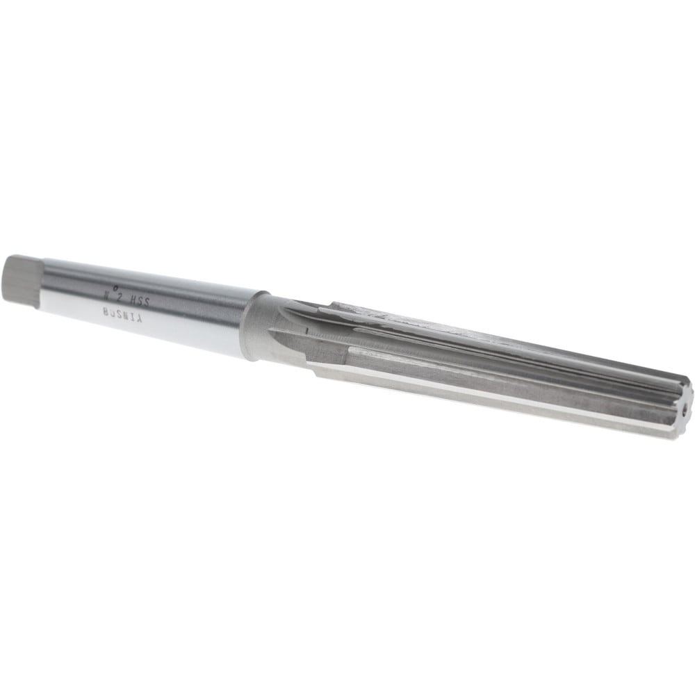 0.5696" Small End, 0.7441" Large End, 5/8" Tapered Shank, 3-1/2" Flute, 2MT Morse Taper Reamer