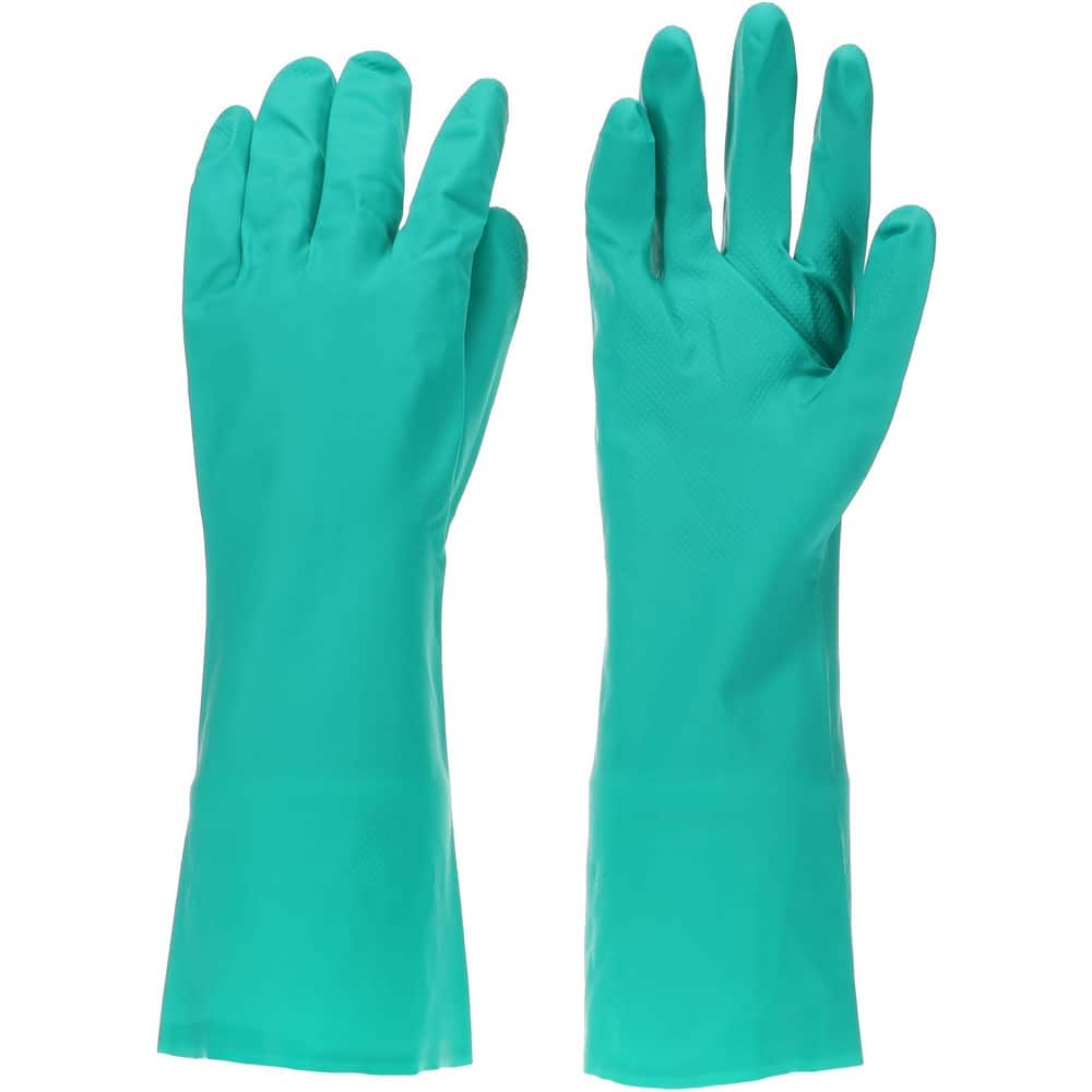 Chemical Resistant Gloves: Medium, 11 mil Thick, Nitrile, Unsupported