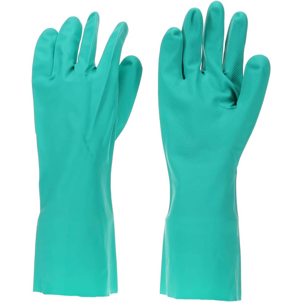 Chemical Resistant Gloves: Large, 11 mil Thick, Nitrile, Unsupported