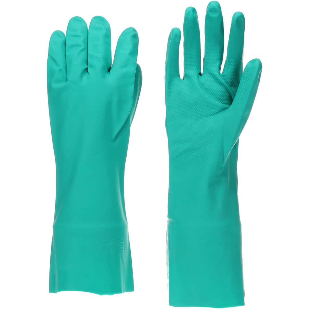 Chemical Resistant Gloves: Medium, 15 mil Thick, Nitrile, Unsupported