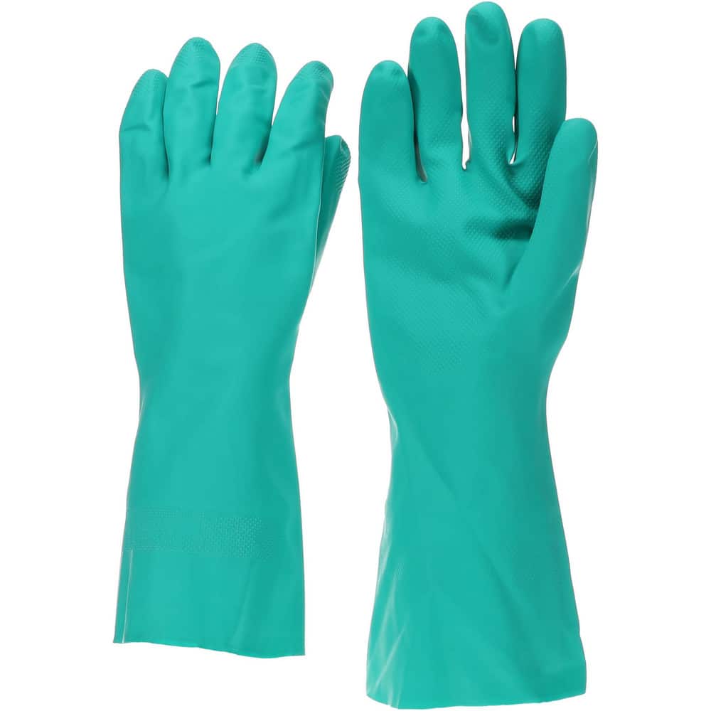 Chemical Resistant Gloves: Large, 15 mil Thick, Nitrile, Unsupported