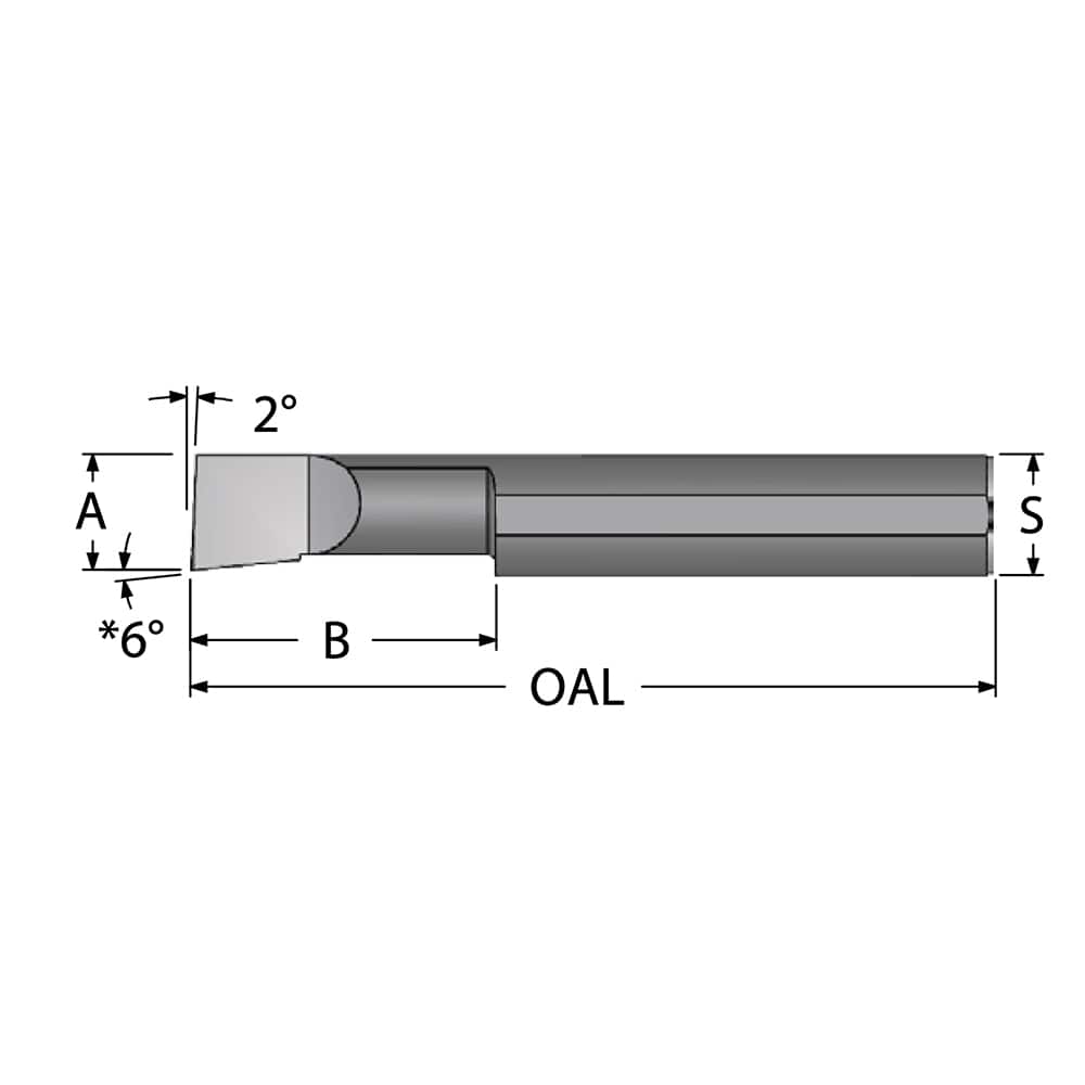 Scientific Cutting Tools B100200 Boring Bar: 0.1" Min Bore, 13/64" Max Depth, Right Hand Cut, Submicron Solid Carbide 