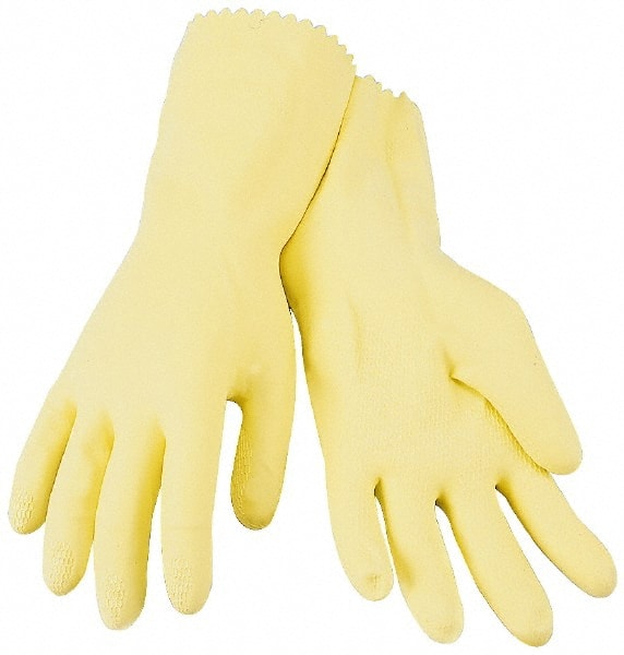 Safety Zone Chemical Resistant Gloves: Medium, 18 mil Thick, Latex, Supported - Blue, 12’’ OAL, Palm Embossed, FDA Approved | Part #GRFL-MD-1C