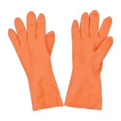 Safety Zone Chemical Resistant Gloves: Small, 28 mil Thick, Neoprene, Supported - Orange, 12’’ OAL, Fishscale, FDA Approved | Part #GRFO-SM-1SF