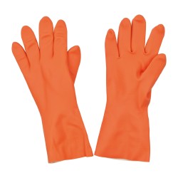 Chemical Resistant Gloves: Safety Zone Size Small, 28.0000 mil, Neoprene, Supported - Orange, 12" OAL, Fishscale Grip, Pair, FDA Approved