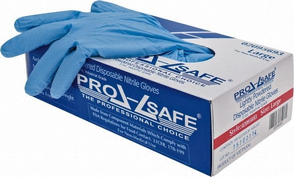Disposable Gloves: Size Large, 5 mil, Nitrile, Powdered