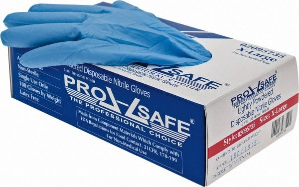 Disposable Gloves: Size X-Large, 5 mil, Nitrile, Powdered