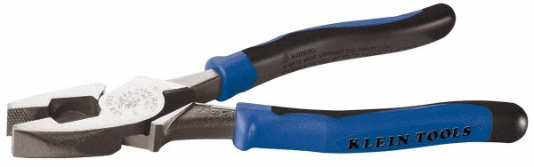 Klein Tools 9-1/2" OAL, 1-19/32" Jaw Length x 1-1/4" Jaw Width, Side Cutting Pliers - Standard Jaw, New England Style/Fish Tape Puller Head