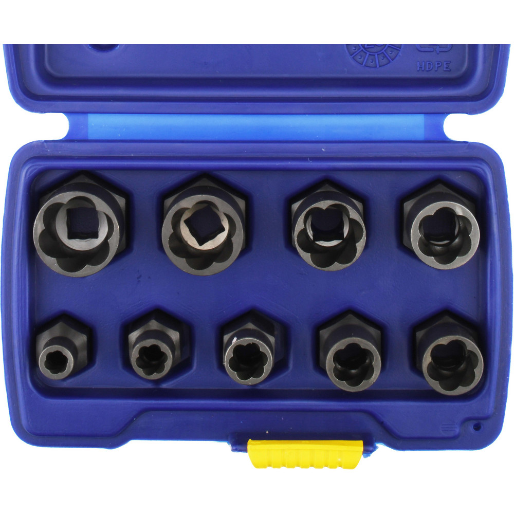 Bolt & Screw Extractor Set: Bolt Extractor  - 3/8" Drive, Molded Plastic Case