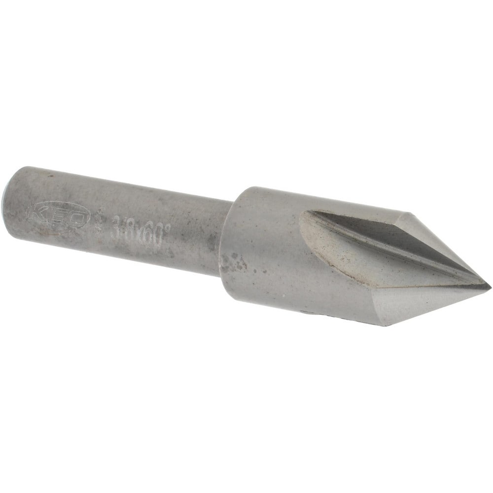 Countersink: 3/8" Head Dia, 60 ° Included Angle, 3 Flutes, High Speed Steel, Right Hand Cut
