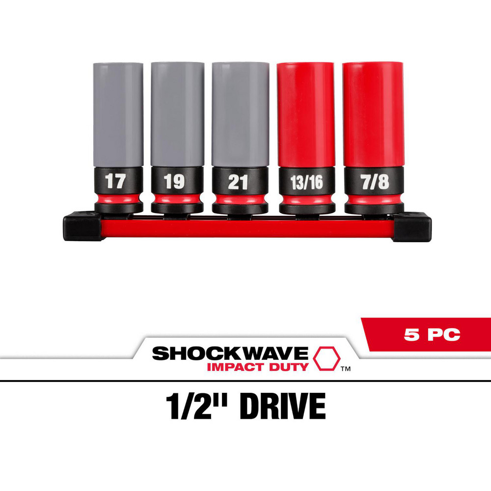 5 Pc. SHOCKWAVE&trade; Impact Duty 1/2 Drive SAE & Metric Lug Nut Wheel Socket Set - 6 Point