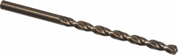Jobber Length Drill Bit: 11/64" (0.1719) Dia, 135 deg, Cobalt - Straw Finish, 3-1/4" OAL, Right Hand Cut, Parabolic Flute, Straight Shank, Series 2075