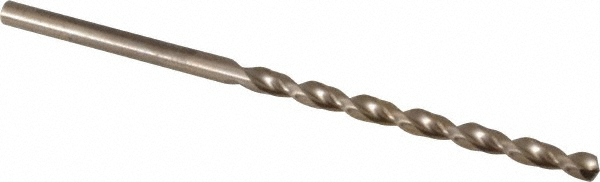 Jobber Length Drill Bit: #34 (0.1110) Dia, 135 deg, Cobalt - Straw Finish, 2-5/8" OAL, Right Hand Cut, Parabolic Flute, Straight Shank, Series 2075