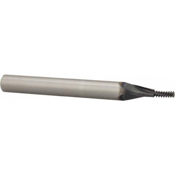 Helical Flute Thread Mill: #6-32, Internal, 3 Flute, 1/4" Shank Dia, Solid Carbide