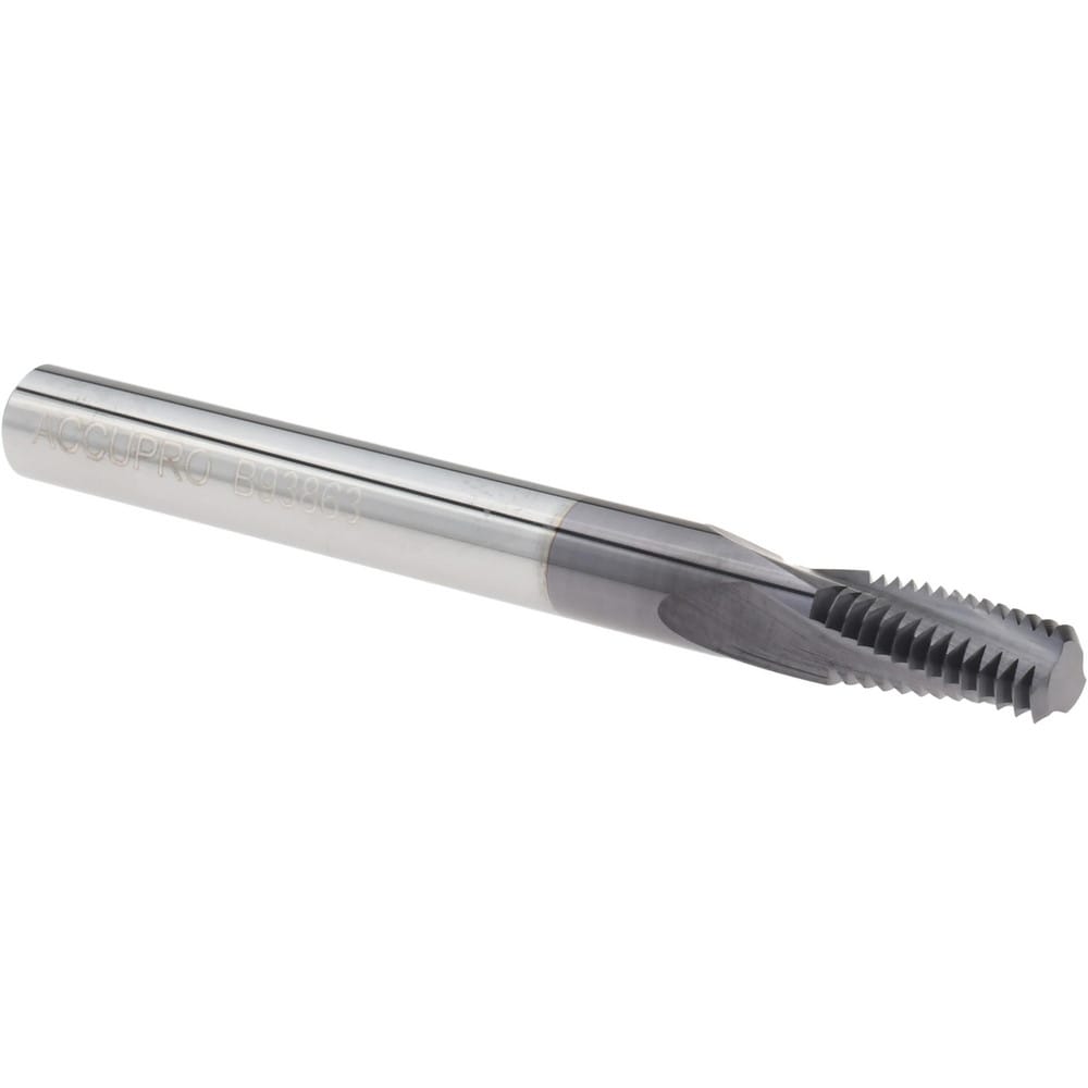 Helical Flute Thread Mill: 1/16-27, Internal, 3 Flute, 1/4" Shank Dia, Solid Carbide