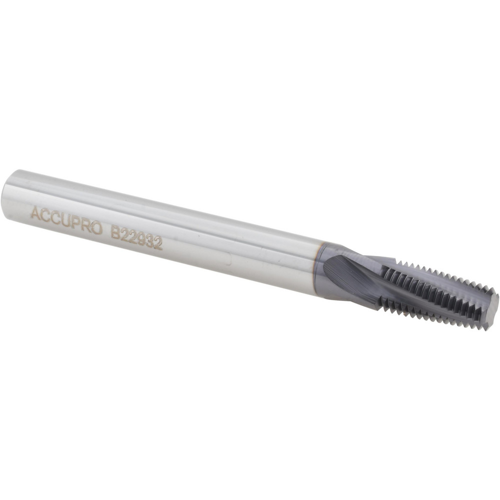 Helical Flute Thread Mill: 1/8-27, Internal, 4 Flute, 5/16" Shank Dia, Solid Carbide