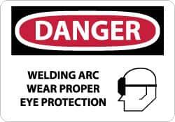 Accident Prevention Sign: Rectangle, "Danger, WELDING ARC WEAR PROPER EYE PROTECTION"