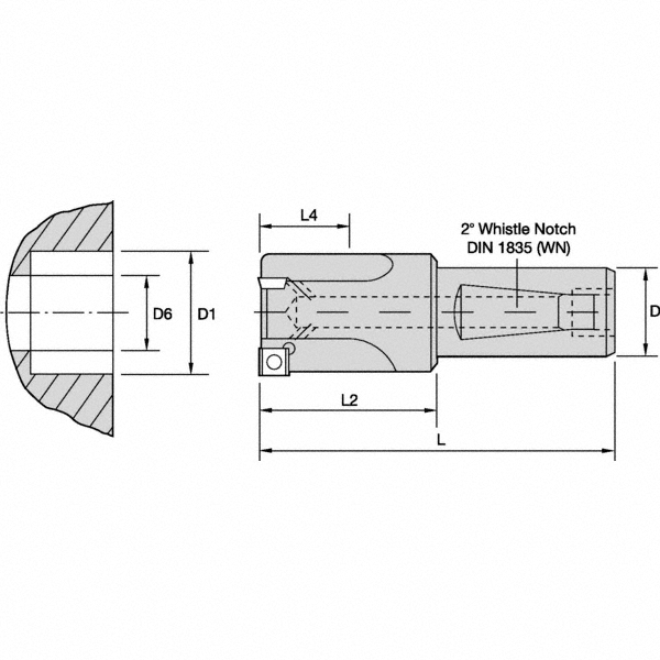 Kennametal 17.14mm Diam, 13.5mm Max Depth, 20mm Shank Diam, 2 Insert