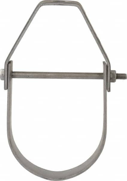 Adjustable Clevis Hanger: 3-1/2" Pipe, 1/2" Rod, Carbon Steel, Plain Finish