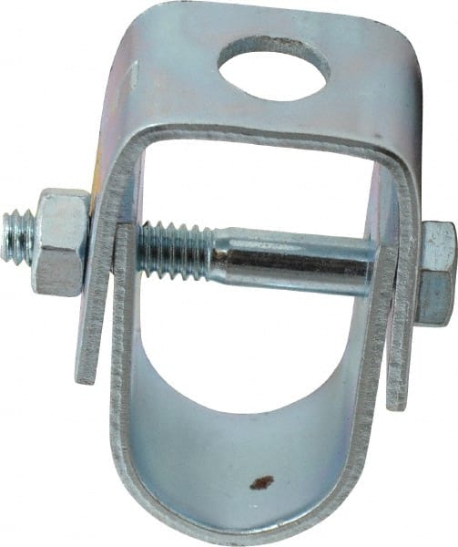Adjustable Clevis Hanger: 1/2" Pipe, 3/8" Rod, Carbon Steel, Electro-Galvanized Finish