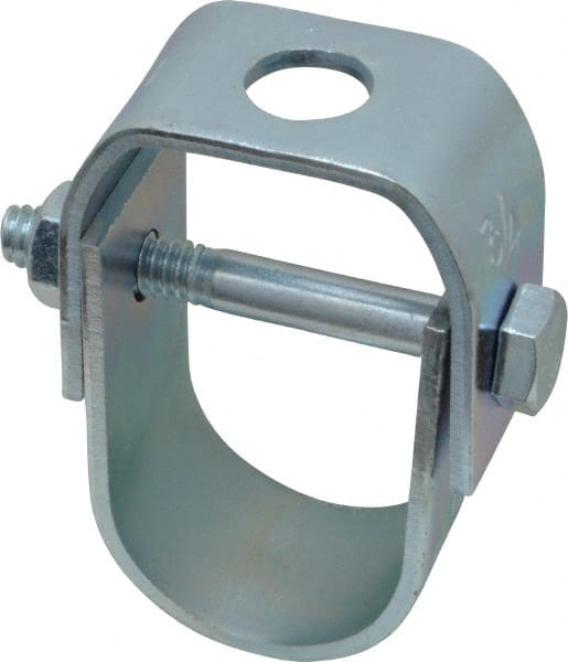 Adjustable Clevis Hanger: 3/4" Pipe, 3/8" Rod, Carbon Steel, Electro-Galvanized Finish