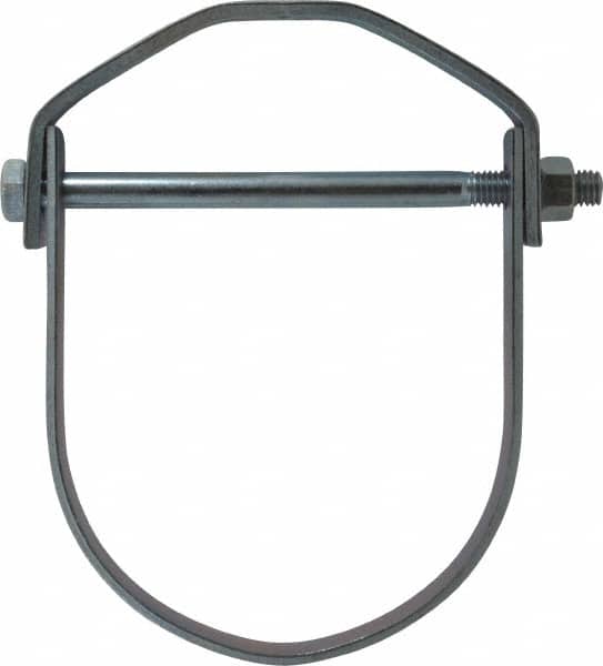 Adjustable Clevis Hanger: 5" Pipe, 5/8" Rod, Carbon Steel, Electro-Galvanized Finish