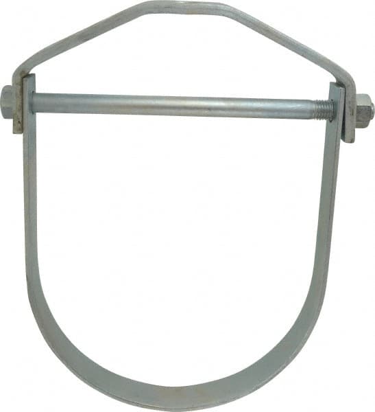 Adjustable Clevis Hanger: 10" Pipe, 7/8" Rod, Carbon Steel, Electro-Galvanized Finish